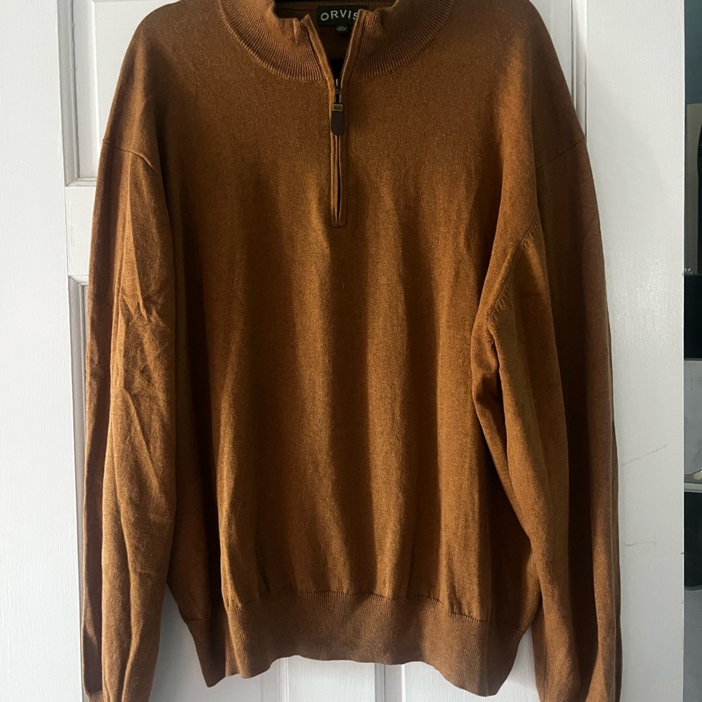 Orvis Men's Tan Zip-Up Sweater